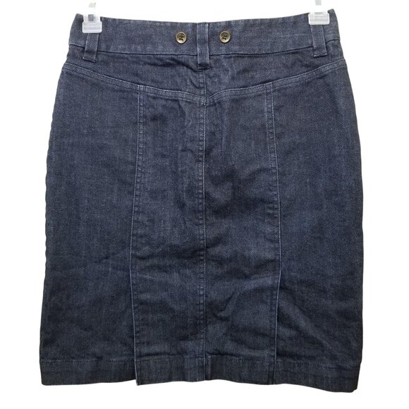 J Crew 4 Blue Jean Denim Pencil Skirt 94850 Back Slit Y2K Comfort Summer - Picture 3 of 6